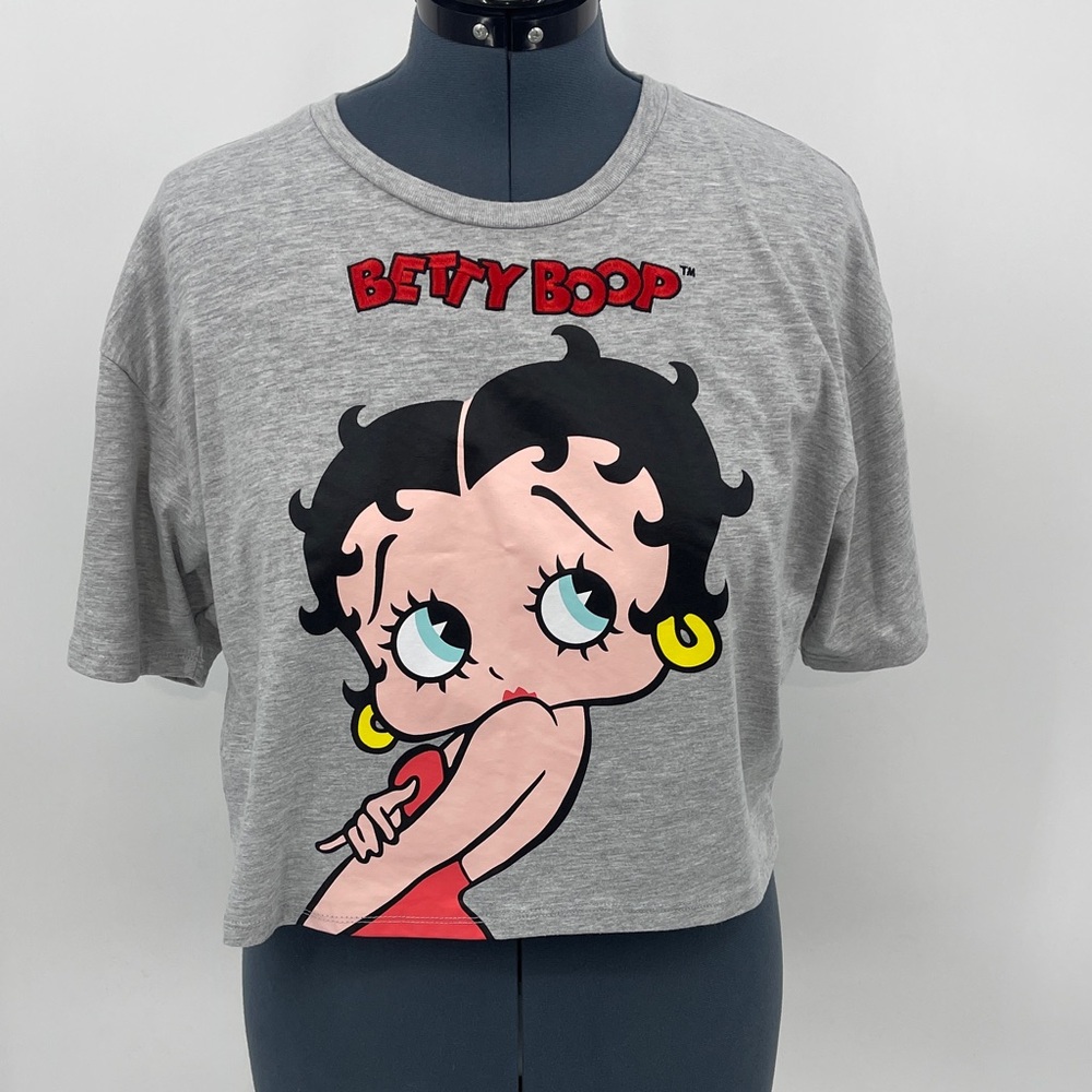 Betty Boop WOMENS SIZE L Light Heather Gray CARTOON Tee